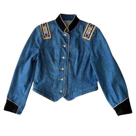 Phoenix USA Frontier Collection Beaded Denim Jacket | L (see measurements) - Picture 5 of 9